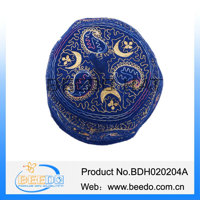 High quality 100% wool felt muslim embroidery prayer hat in stock