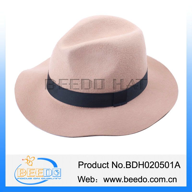 High quality wool felt wide brim floppy fedora trilby hat panama hat