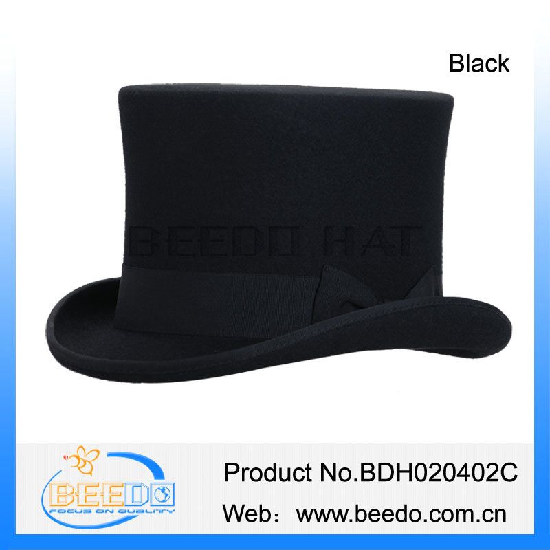 2015 new products black wool felt top hat tuxedo hat wholesale