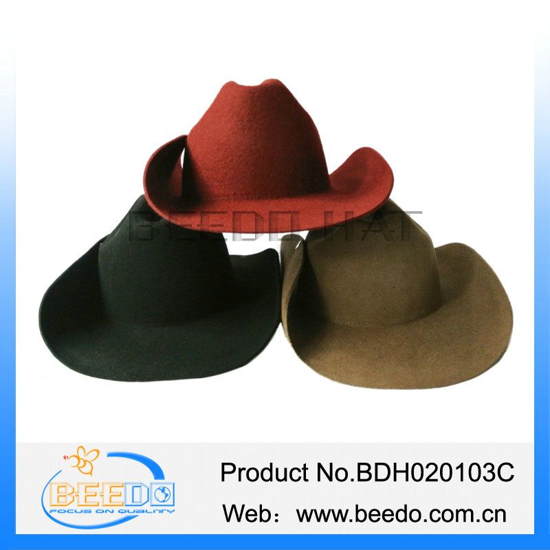 2015 new fashion wool felt roll brim cowboy hat