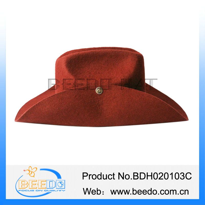 2015 new fashion wool felt roll brim cowboy hat