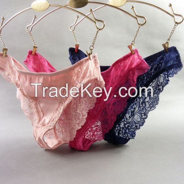 Female Gender panties set transparency Sweet dot girl brief rose sexy lace boy-short