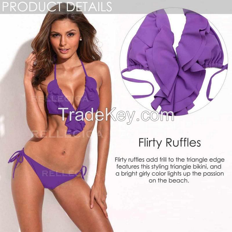 RELLECIGA Bikinis Ruffle Full-Lined Swimsuit Triangle Beachwear