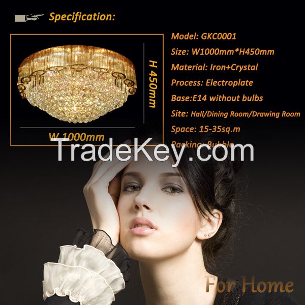 GKC0001 Width 1000mm Giking Lighting Good Quality Classical Big Ceiling Lamp Crystal Ceiling Lamps