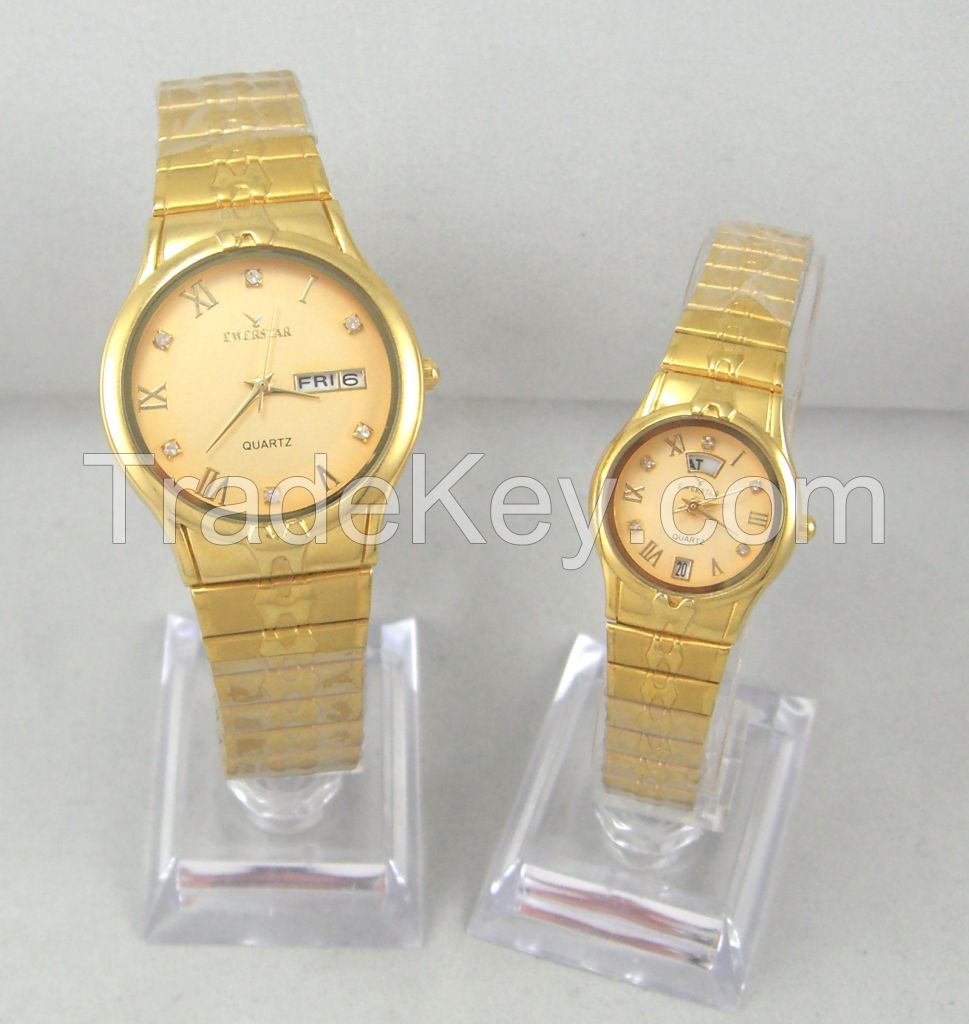 Gold Alloy Couple Watches