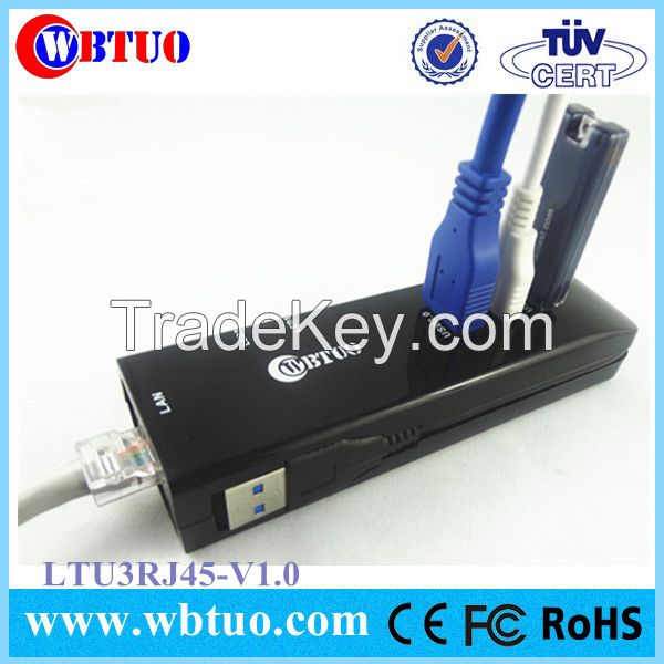 WBTUO 3port usb3.0 hub with rj45 lan ethernet adapter