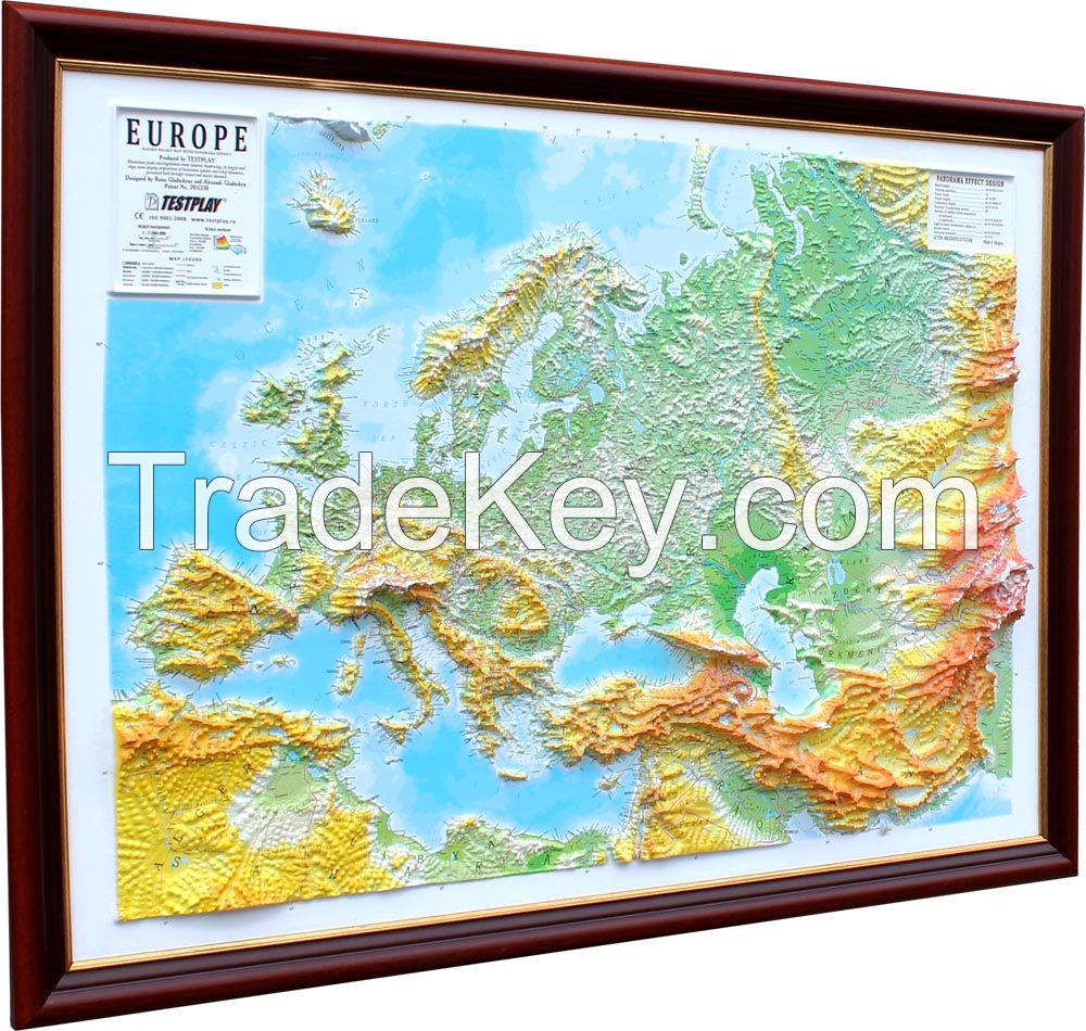 Decorative 3D map with panorama effect Europe