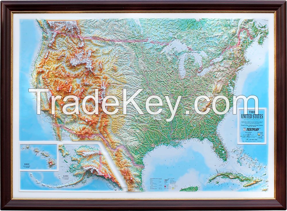 Decorative 3D map with panorama effect THE USA