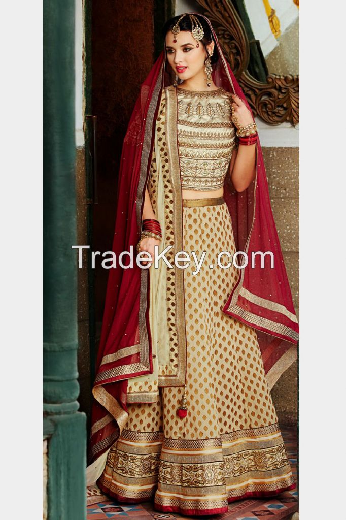 Off White &amp;amp; Red Designer Lehenga Choli