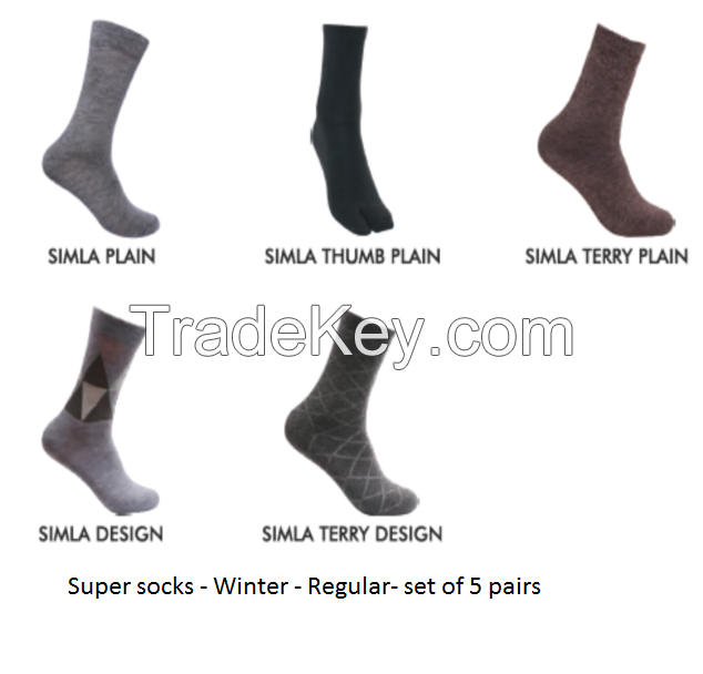 Men's socks- Winter -Regular - set of 5 pairs.