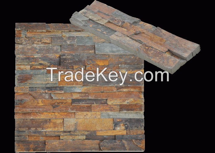 RustySlate Cultured Stone Wall Tile, Ledgestone Wall Stacked Cladding Panel,Veneers