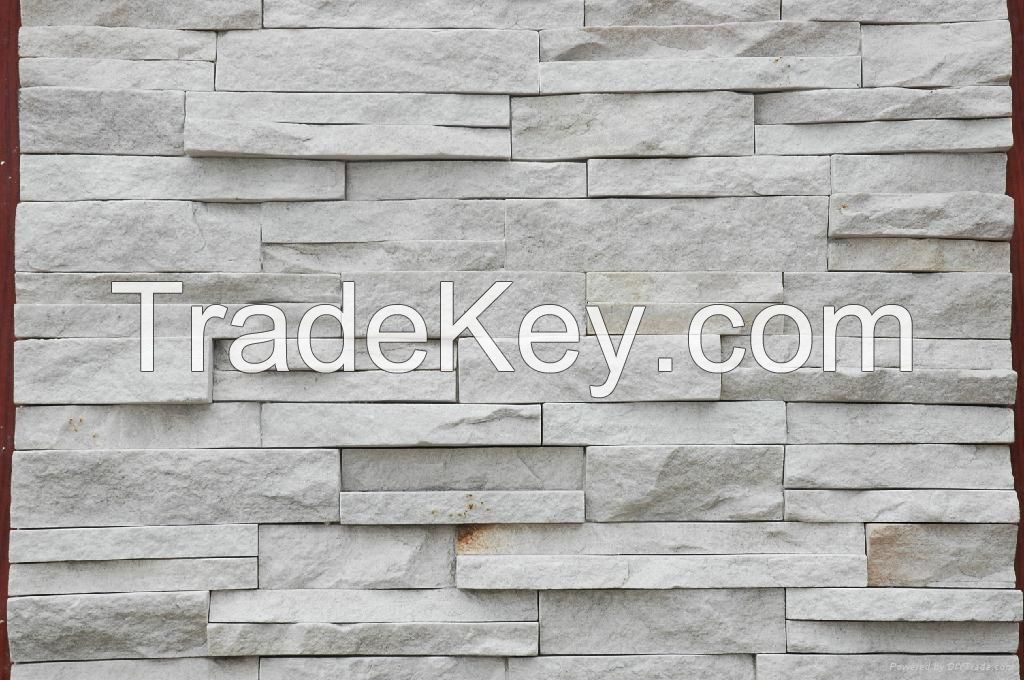 White Quartzite Cultured Stone Wall Tile, Ledgestone Wall Stacked Cladding Panel, Veneers