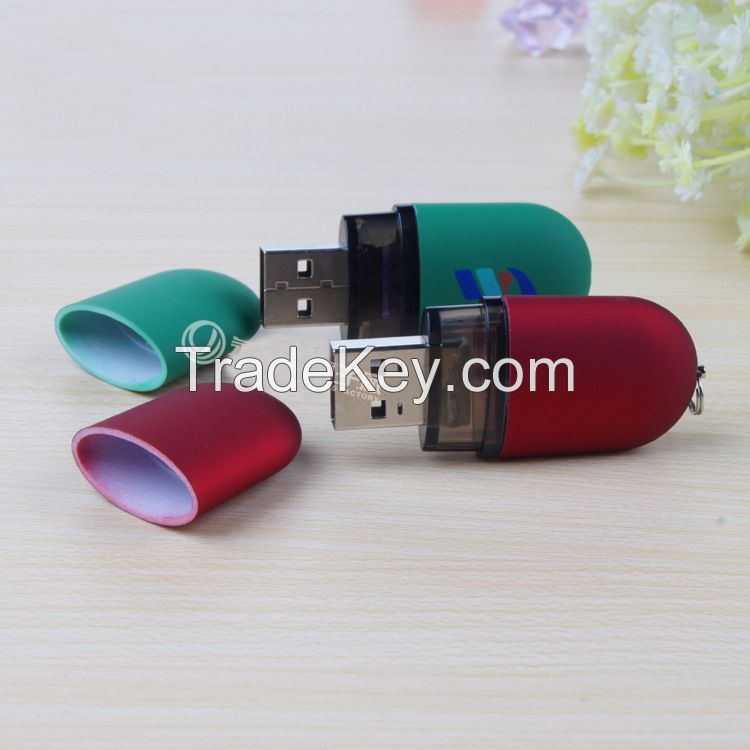 Plastic Bespoke Oval Pill shaped USB 2.0 Rebranded Flash Disky in Pills  Capsule design