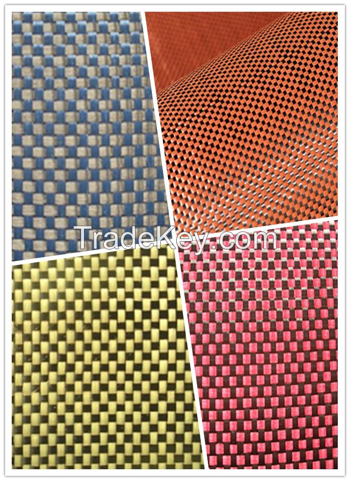 carbon kevlar fiber cloth, aramid carbon fiber fabric, color carbon fabric