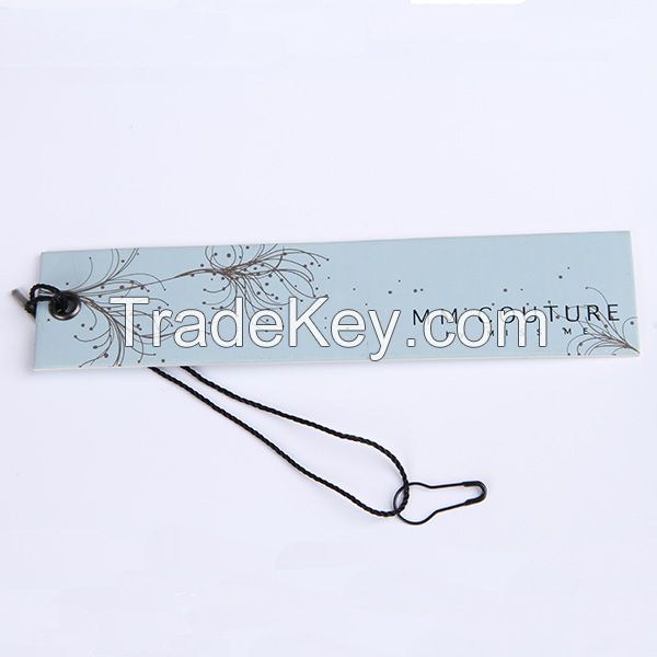 Custom paper printed hang tag for clothing swing tag with string,eyelet,safety pin