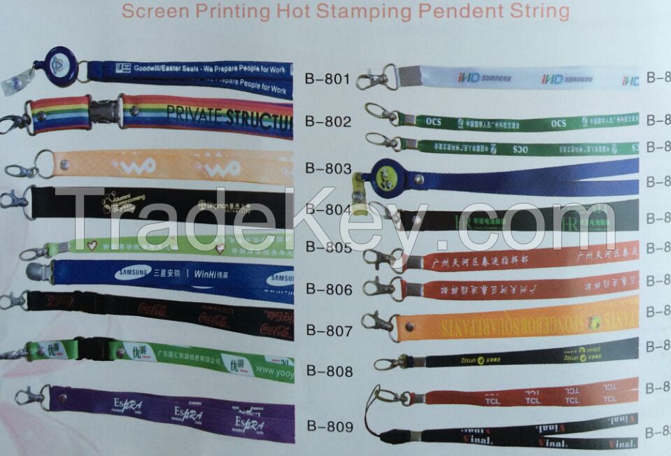 Custom Flat Polyester Lanyards, Flat Printed Lanyard with Bulldog Clip