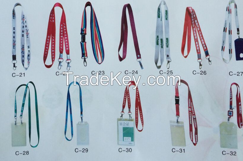 Custom Flat Polyester Lanyards, Flat Printed Lanyard with Bulldog Clip