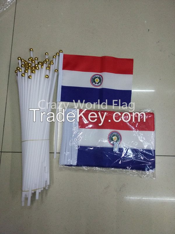 Hand Waving Polyester Flag 14*21cm #8 Paraguay National Flag