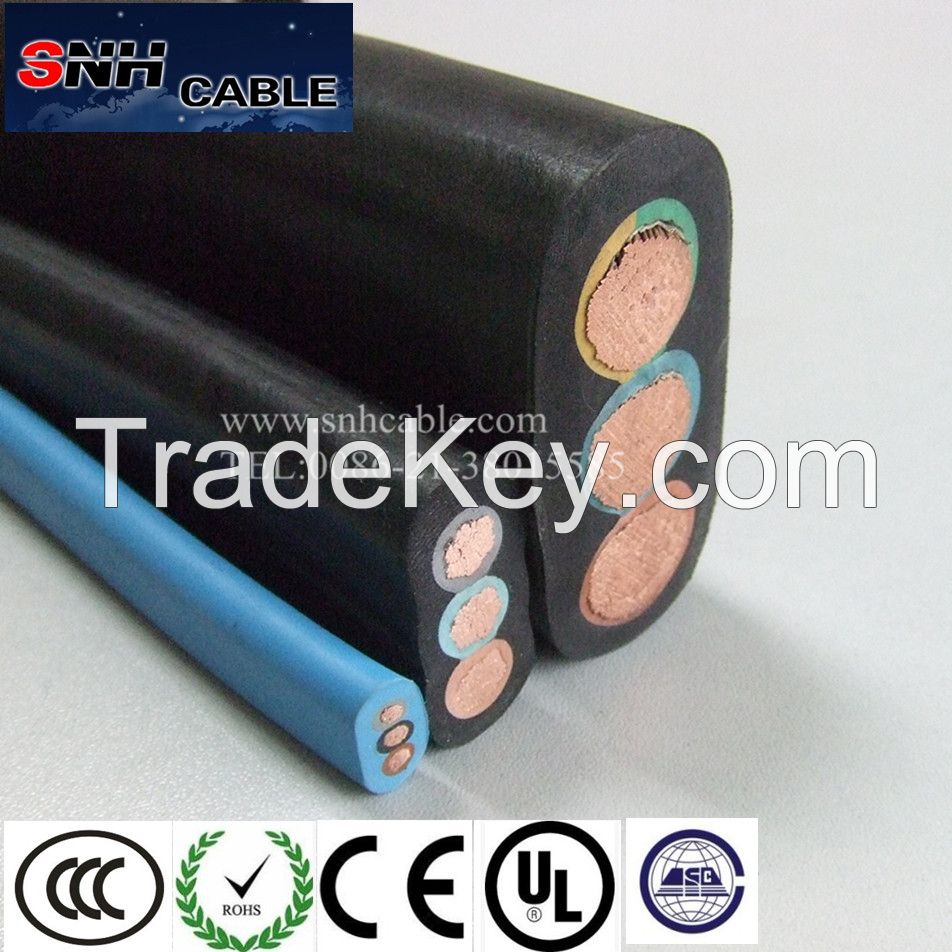 copper conductor Flexible Rubber Flat Pump Cable