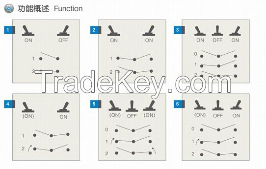 DPDT Toggle switch ON-OFF-ON latching 12mm 10A 250V T6023U