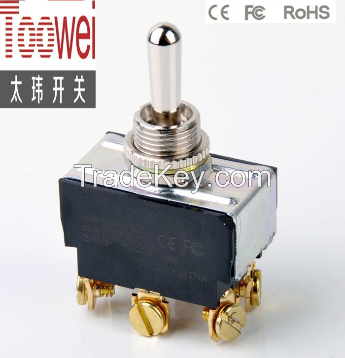 DPDT Toggle switch ON-OFF-ON Latching M12 10A 250V T6023W