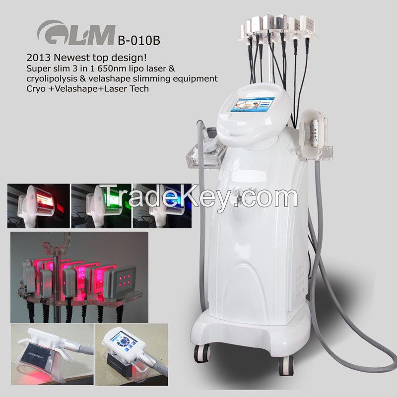 3 in 1 Cryolipolysis Fat Freezing Machine/Laser Slimming Machine/Velashape 