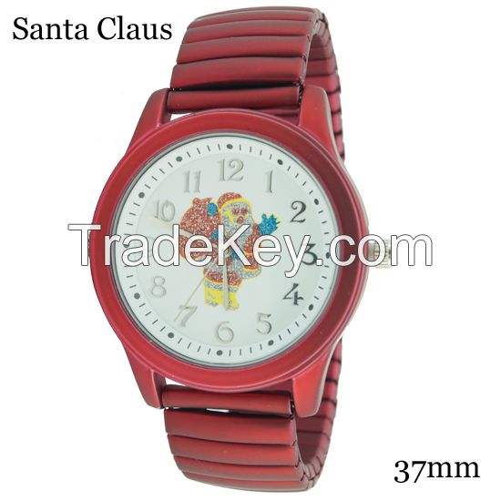 Hot Promotional Gifts Rubberized Coatedm Christmas Stretch Band Watch 37mm