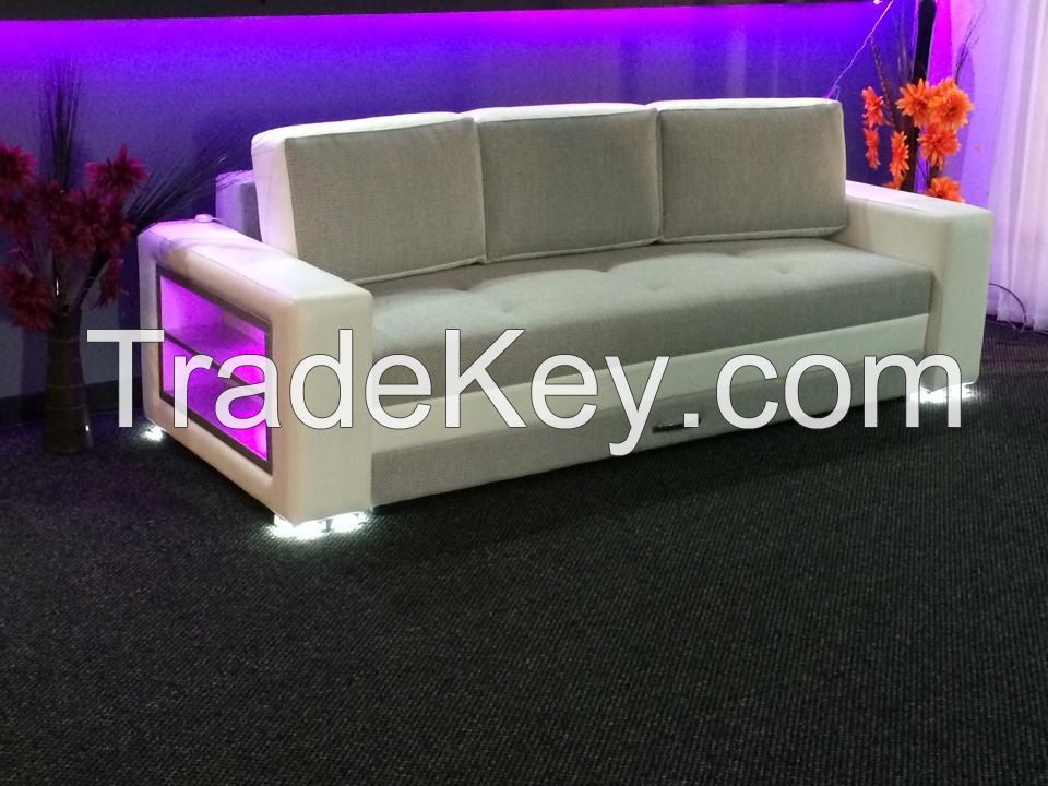 Sofa Bed with LED Shelving