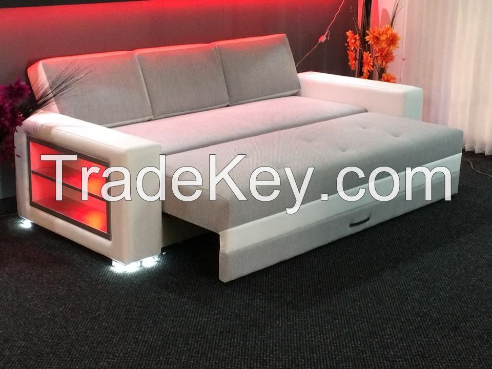 Sofa Bed with LED Shelving