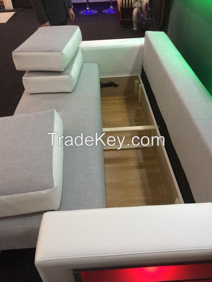 Sofa Bed with LED Shelving