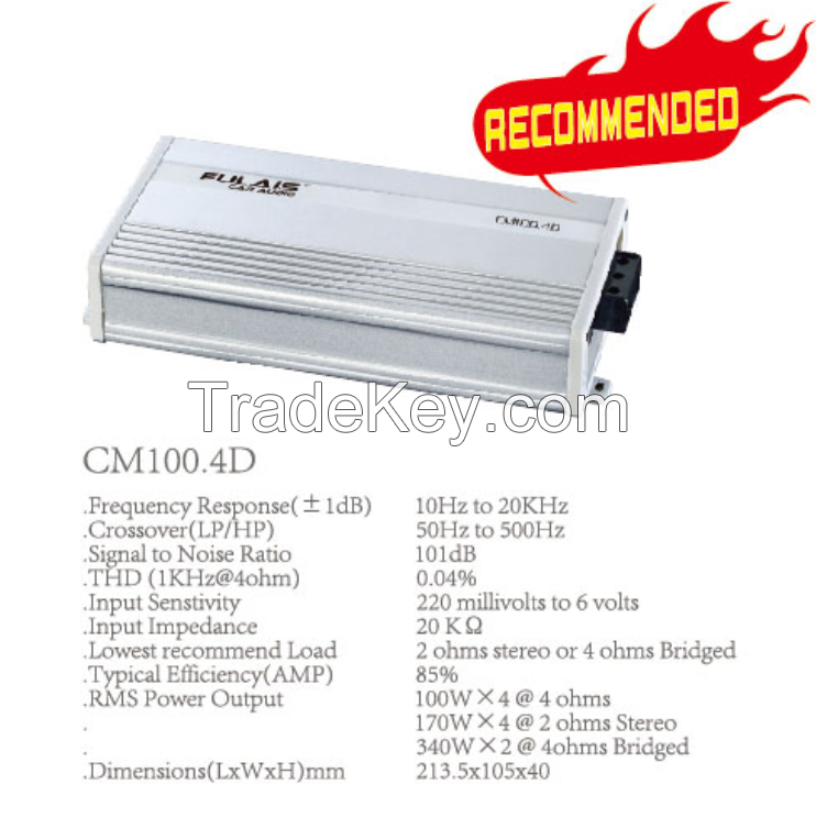 CM100.4D Class D 100W 4 Channel Mini Car Amplifier