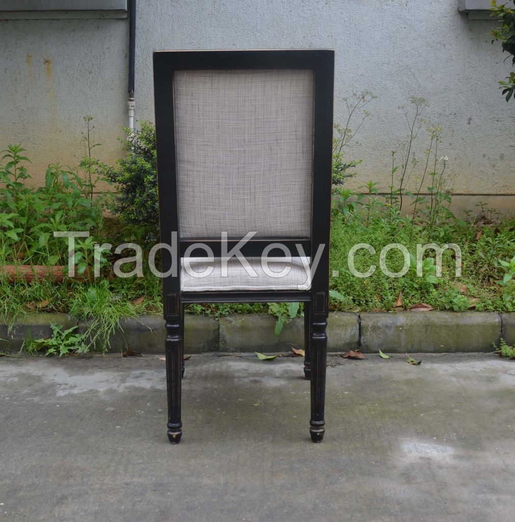 Factory Wooden Hotel Banquet Vintage Back Linen Framed Wedding Chairs with Birch Wood Legs for sale