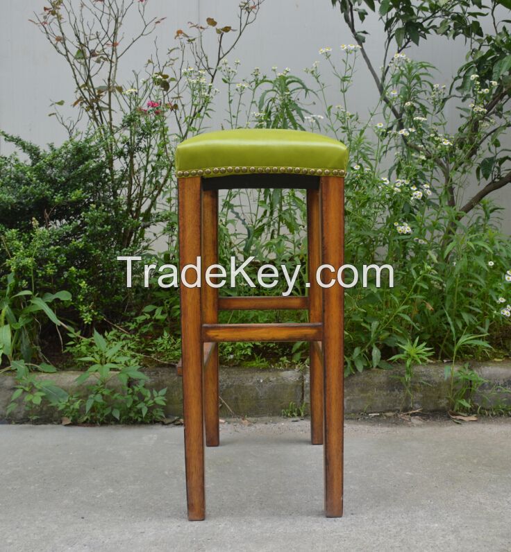 Wholesale pu leather seat chair french provicial vintage wood bar chair