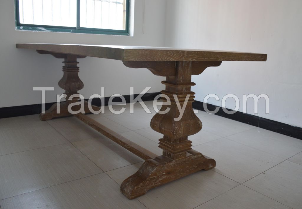 US country style solid wood vintage living room furniture dining table