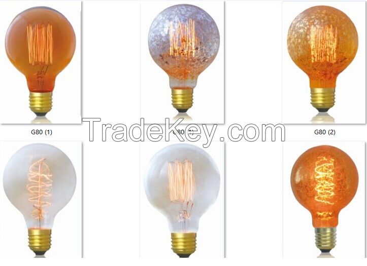 edison style Globe bulbs g80 40w 60w lighting bulbs quality China light lamp e27 base lamps