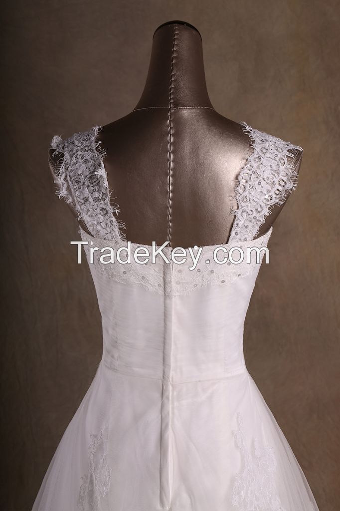 Elegant A Line Sweetheat Floor Length Lace Wedding Dresses with Beads