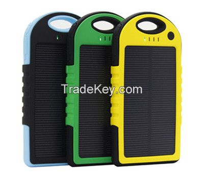 Portable solar charger 5000mah with Backpack hook