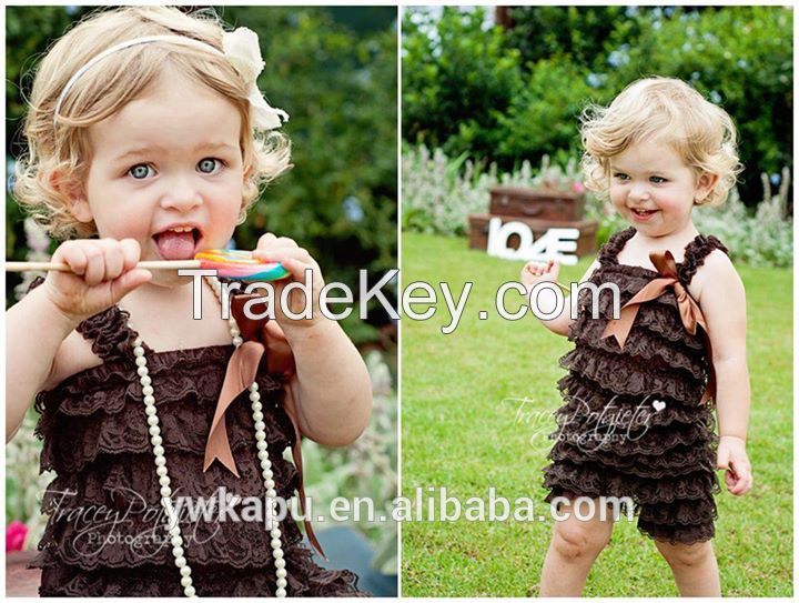 Fashion design lace baby girls rompers