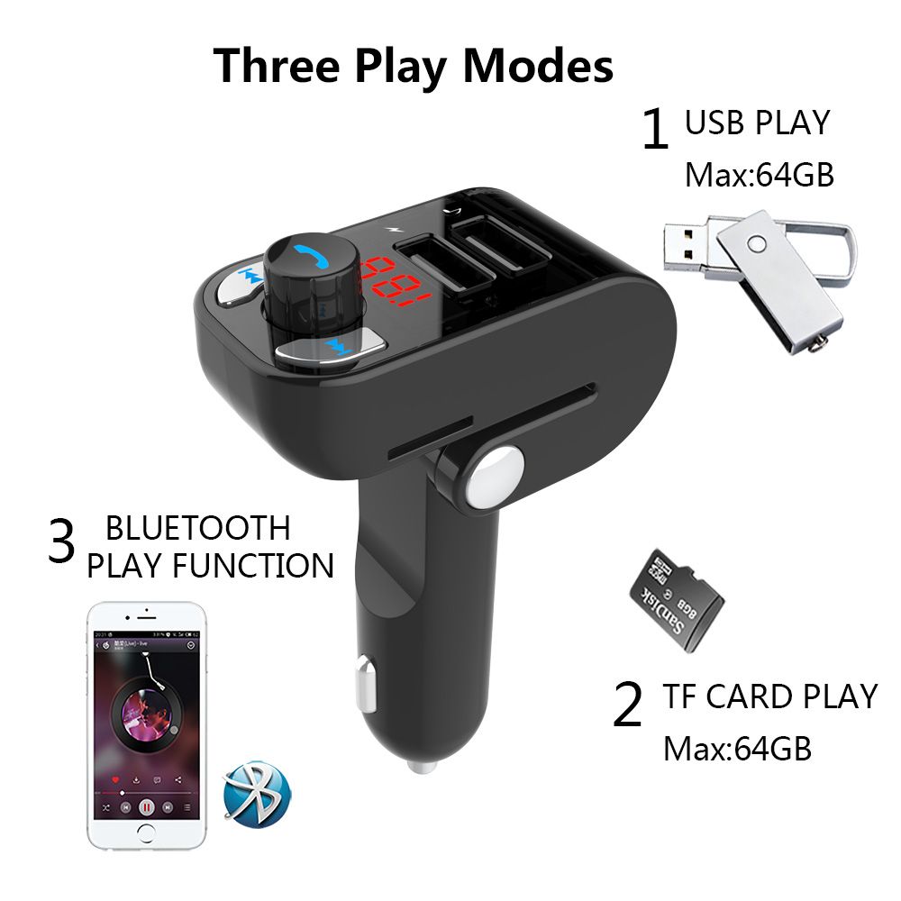 Unique Design Bluetooth Car FM Transmitter Music Modulator Car Kit Hands Free Call With U Disk /TF Card