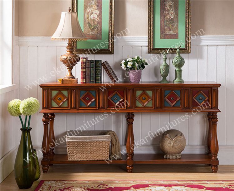 Antique wood console tables with mirror