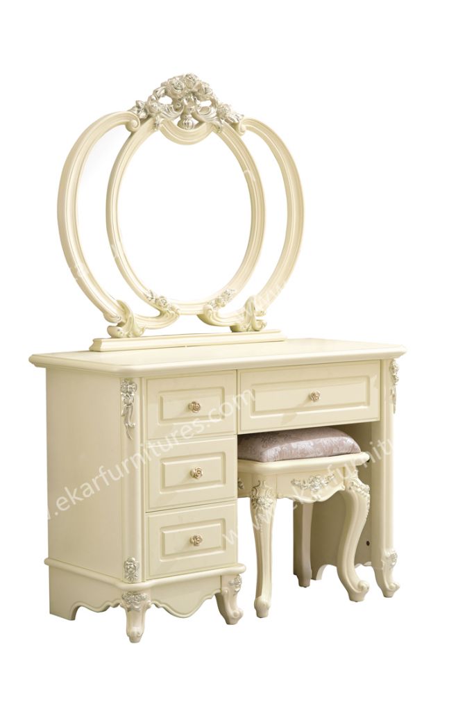 Antique solid wood bedroom furniture for dresser with mirror