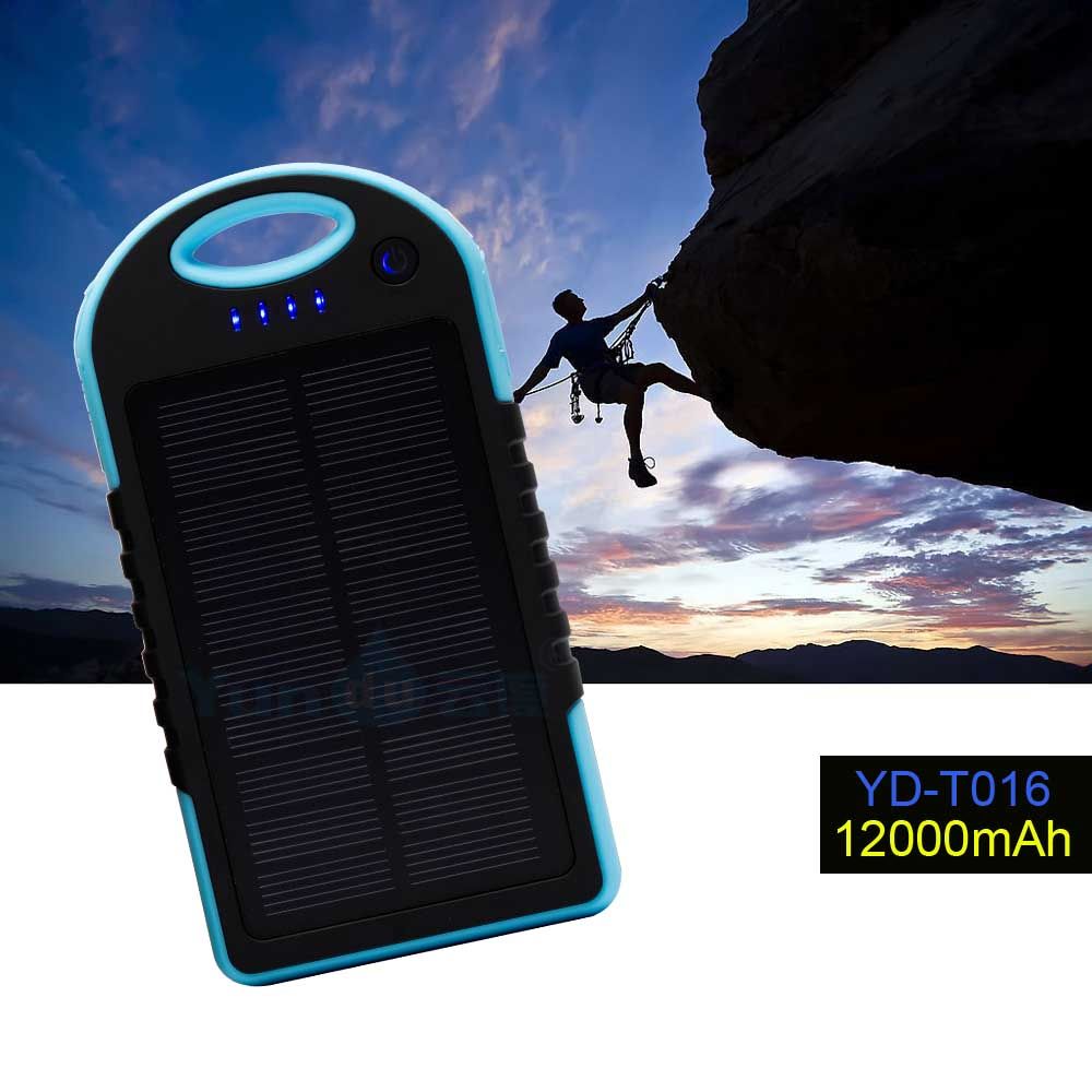 Solar energy charger 12000mah portable waterproof solar power bank