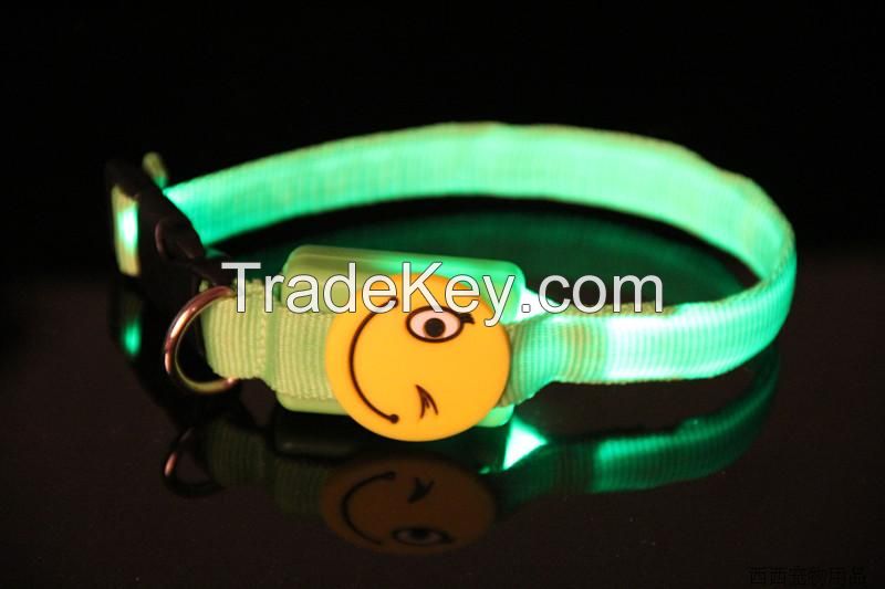 luminous LED pet collar white environmental safe large dog collar size