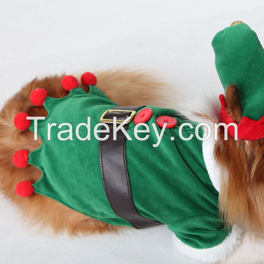 New 2014 christmas winter pet dog clothes warm coats dog jacket fleeces for dog cat christmas elf pet suit costume pet gift