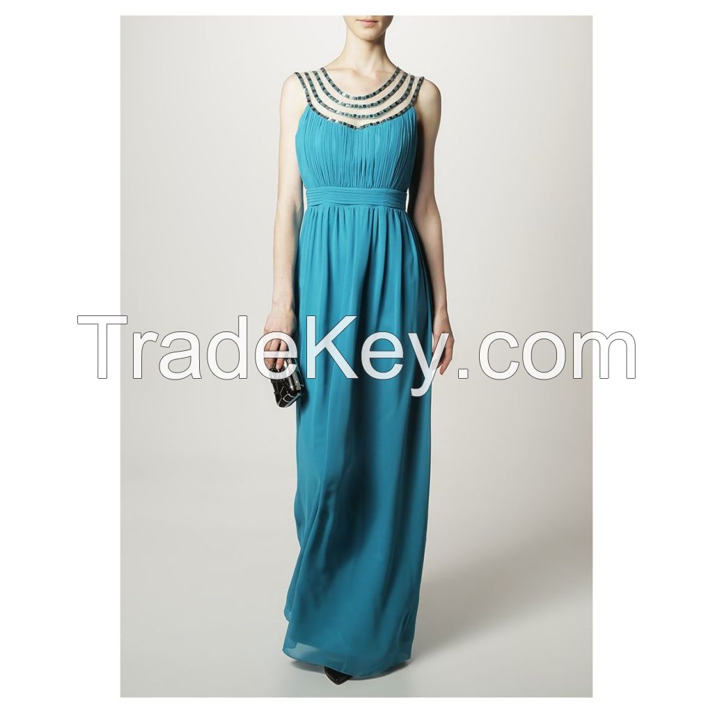 Elegant evening dress with Biesen falten on the front yoke, made from