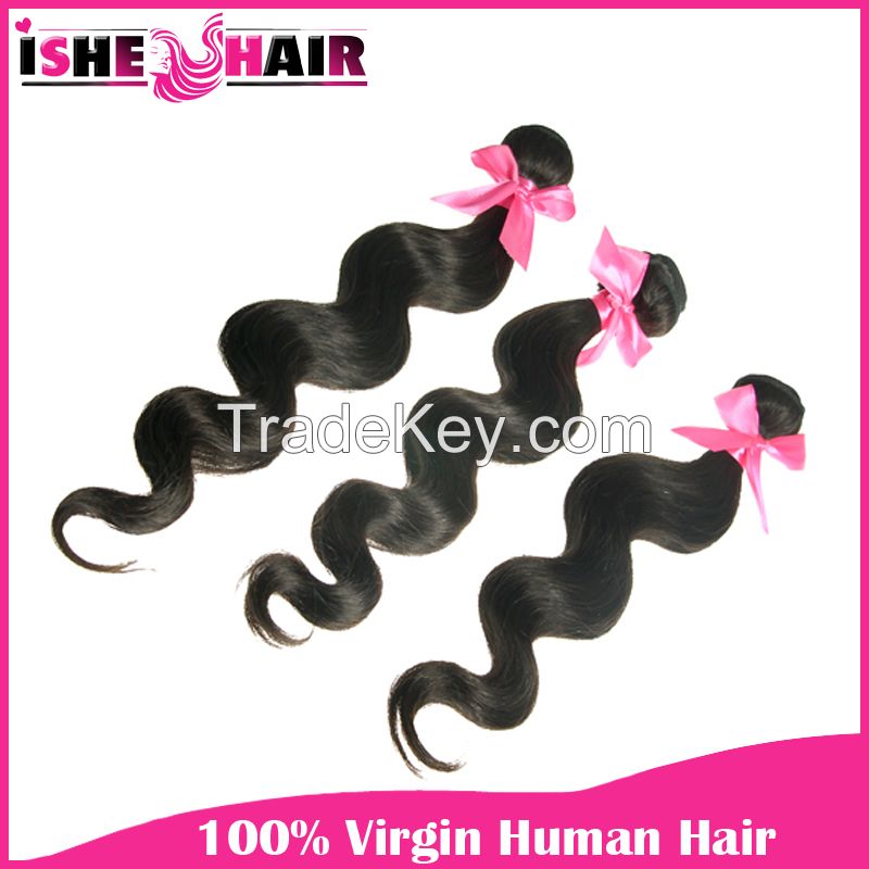 Hot Fashion Popular Brazilian Virgin Human Hair Extensions Body Wave 1pc 2pc 3pcs lot  1B Weave Beauty US Free Shipping