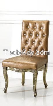 stainless steel flame plus PU leather dinning chair 