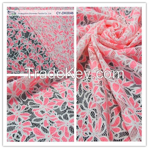 2014 Newest burnout chemical lace polyester fabric cotton lace fabric for fashion lady dress Guangzhou CY-DK0046