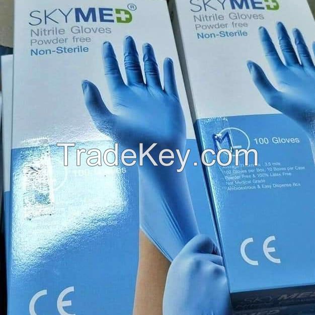 SKYMED Disposable blue Nitrile Gloves Powder free sanitary gloves solvent resistant gloves laboratory glove