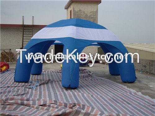 blue and white inflatable spider dome tent for event